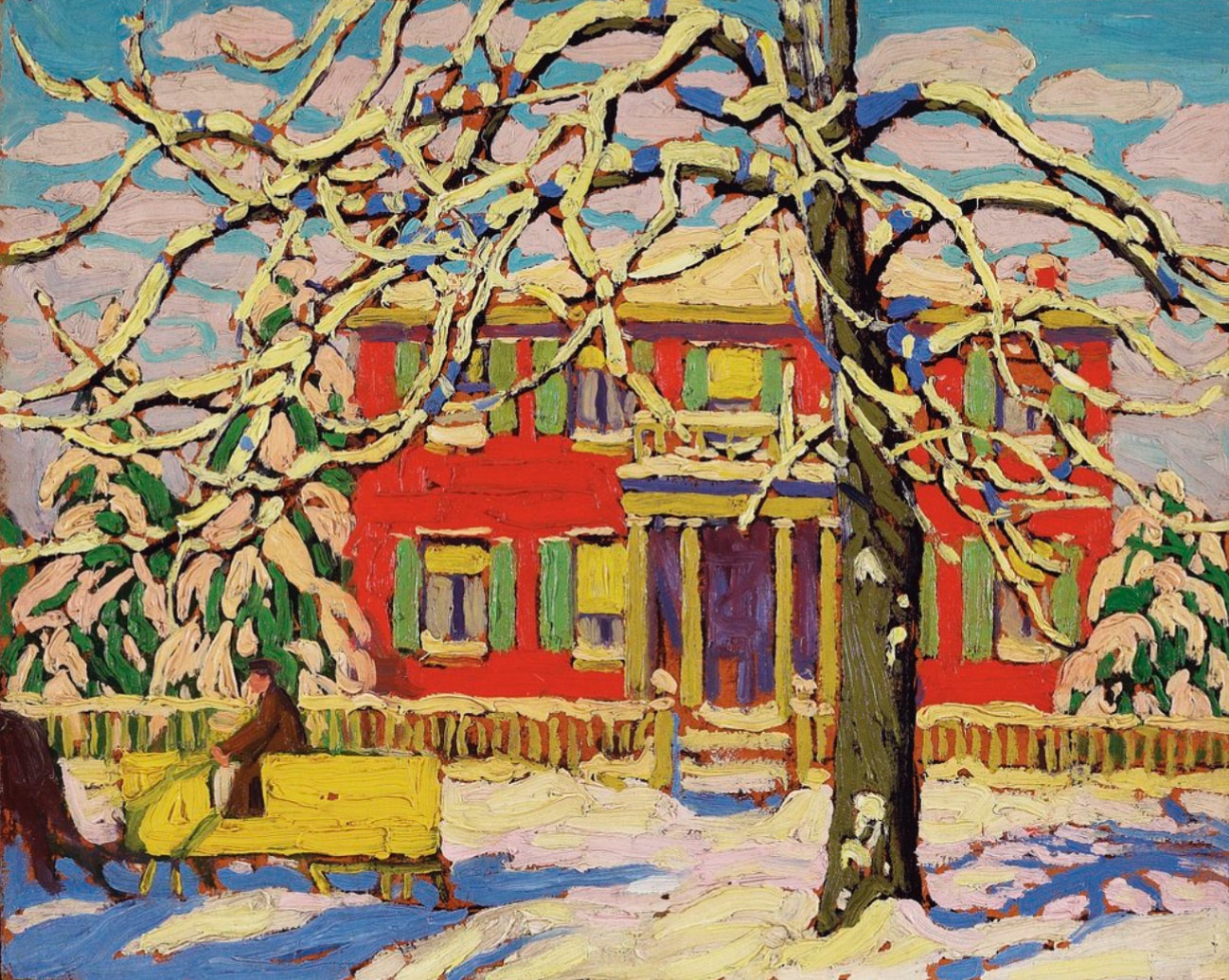 Red House and Yellow Sleigh by Lawren Harris